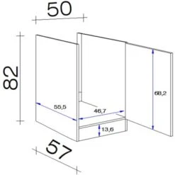 Flex-Well Exclusiv Spülenunterschrank Capri 50 Cm Schwarz Matt-Endgrain Oak -Geschäft Für Heimküche 047584070223 4051 VM SPU50