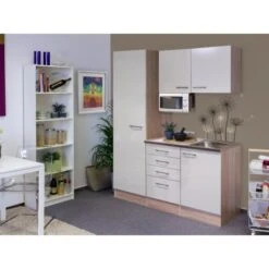 Flex-Well Singleküche 150 Cm Orlando Kaschmir Glanz-Sonome Eiche