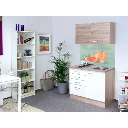 Flex-Well Classic Miniküche Florida 100 Cm Weiß Eiche Sonoma 1 Flex-Well Classic Miniküche Florida 100 Cm Weiß Eiche Sonoma