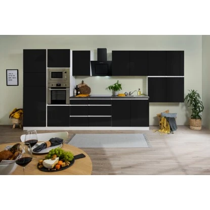 Respekta Premium Küchenzeile Grifflos 435 Cm Schwarz Hochglanz-Weiß 3 Respekta Premium Küchenzeile Grifflos 435 Cm Schwarz Hochglanz-Weiß – Bild 3