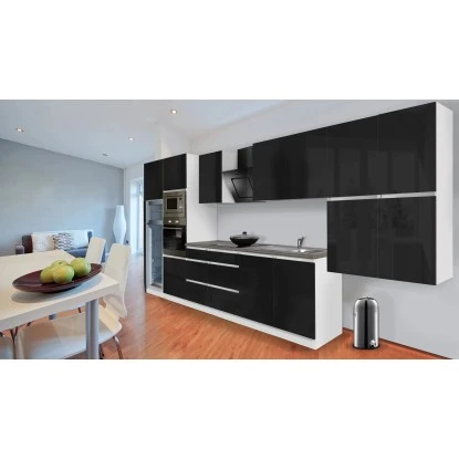 Respekta Premium Küchenzeile Grifflos 435 Cm Schwarz Hochglanz-Weiß 16 Respekta Premium Küchenzeile Grifflos 435 Cm Schwarz Hochglanz-Weiß – Bild 16