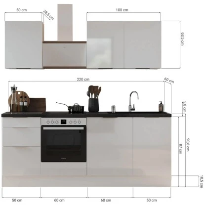 Respekta Selection Küchenzeile Elisabeth RS220AWH 220 Cm Weiß-Artisan Eiche Nb. 3 Respekta Selection Küchenzeile Elisabeth RS220AWH 220 Cm Weiß-Artisan Eiche Nb. – Bild 3