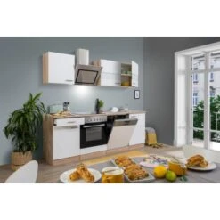 Respekta Economy Küchenzeile KB220ESWSC 220 Cm Weiß-Eiche Sägerau Glänzend -Geschäft Für Heimküche 1711795 KB220ESWSC 02