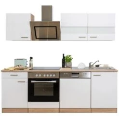 Respekta Economy Küchenzeile KB220ESWSC 220 Cm Weiß-Eiche Sägerau Glänzend -Geschäft Für Heimküche 1711795 KB220ESWSC 06