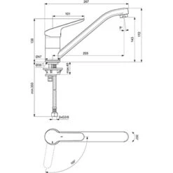 Ideal Standard Küchenarmatur Ceraflex BlueStart Chrom -Geschäft Für Heimküche 188267 3049 5