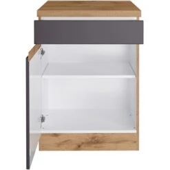 Held Möbel Küchenunterschrank Turin 60 Cm 1 Tür 1 Schublade Graphit/Wotaneiche -Geschäft Für Heimküche 189414 11016600 S 03