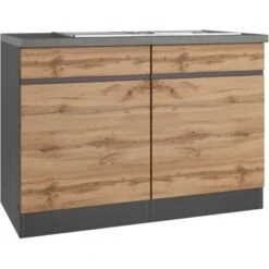 Held Möbel Spülenunterschrank Turin 120 Cm Mit 2 Türen Wotaneiche/Graphit