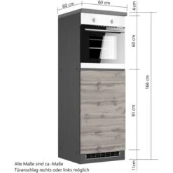 Held Möbel Kühlschrank/Ofenumbauschrank Turin 60 Cm Wotaneiche/Graphit -Geschäft Für Heimküche 189522 11016600 VM 07