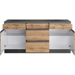 Held Möbel Küchenunterschrank Turin 180 Cm Wotaneiche/Graphit -Geschäft Für Heimküche 189575 11016600 S 02