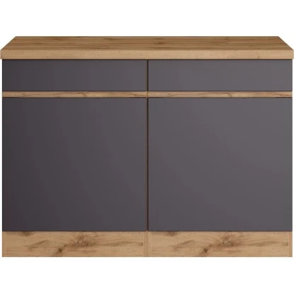 Held Möbel Küchenunterschrank Turin 120 Cm Graphit/Wotaneiche 2 Held Möbel Küchenunterschrank Turin 120 Cm Graphit/Wotaneiche – Bild 2