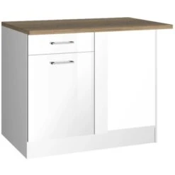 Held Möbel Küchen-Eckschrank Mailand 110 Cm Hochglanz Weiß/Weiß