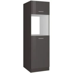 Held Möbel Ofenumbauschrank Mailand 60 Cm Hochglanz Graphit/Graphit