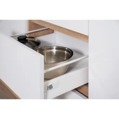 Respekta Premium Küchenzeile Grifflos 345 Cm Weiß Hochglanz-Eiche Sägerau -Geschäft Für Heimküche 22020 Detailbild Schublade