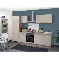 Flex-Well Exclusiv Küchenzeile Orlando 270 Cm Kaschmir Glanz-Sonoma Eiche