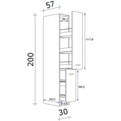 Flex-Well Apothekerschrank 30 Cm Arizona Quarz Cubanit-San Remo Eiche -Geschäft Für Heimküche 247350 4051 5 11