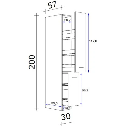 Flex-Well Exclusiv Apotheker-Hochschrank Vintea 30cm Magnolie Matt-Lancelot Oak 2 Flex-Well Exclusiv Apotheker-Hochschrank Vintea 30cm Magnolie Matt-Lancelot Oak – Bild 2