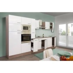 Respekta Küchenzeile KB360EYWMIGKE 360 Cm Weiß Seidengl.-Eiche York Nachbildung -Geschäft Für Heimküche 384 122020 KB360EYWMIGKE 2