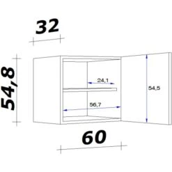 Flex-Well Exclusiv Oberschrank Capri 60 Cm X 55 Cm Schwarz Matt-Endgrain Oak -Geschäft Für Heimküche 4047584070179 4051 VM H60