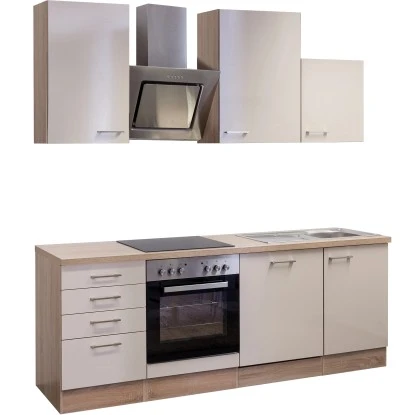 Flex-Well Exclusiv Küchenzeile Orlando 220 Cm Kaschmir Glanz-Sonoma Eiche 3 Flex-Well Exclusiv Küchenzeile Orlando 220 Cm Kaschmir Glanz-Sonoma Eiche – Bild 3