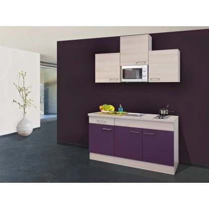 Flex-Well Exclusiv Singleküche Focus 150 Cm Breit Akazie-Aubergine 1 Flex-Well Exclusiv Singleküche Focus 150 Cm Breit Akazie-Aubergine