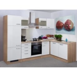 Flex-Well Exclusiv Winkelküche Valero 280 Cm Hochglanz Weiß-Sonoma Eiche -Geschäft Für Heimküche 4051 g 999 2802 014 valero