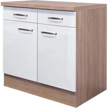 Flex-Well Exclusiv Unterschrank Valero 80 Cm Hochglanz Weiß-Sonoma Eiche 1 Flex-Well Exclusiv Unterschrank Valero 80 Cm Hochglanz Weiß-Sonoma Eiche