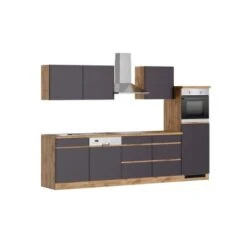 Held Möbel Küchenzeile Turin 300 Cm Graphit-Wotaneiche Mit E-Geräten -Geschäft Für Heimküche 4665 11016600 1120.6311 1b