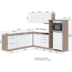 Held Möbel Winkelküche 240 Cm - 270 Cm Matt Weiß-Wotaneiche Ohne E-Geräte -Geschäft Für Heimküche 50091 11016600 1029.6291 5