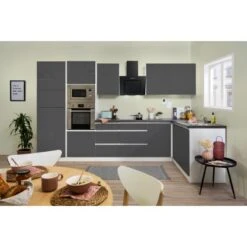Respekta Premium Winkelküche Grifflos 345 Cm Grau Hochglanz-Weiß -Geschäft Für Heimküche 5115 4384 GLRPL345HWGGKE 2