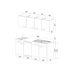 Respekta Küchenzeile KB195EYGMIC 195 Cm Grau-Eiche York Nachbildung -Geschäft Für Heimküche 5208442 4384 3 4