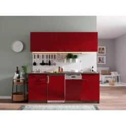 Respekta Küchenzeile KB195EYRC 195cm Rot-Eiche York Nachb. Glaskermaikkochfeld -Geschäft Für Heimküche 5208517 4384 4