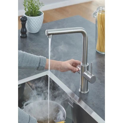 Grohe L-Auslauf Armatur Und Boiler Red Duo M-Size Supersteel 2 Grohe L-Auslauf Armatur Und Boiler Red Duo M-Size Supersteel – Bild 2