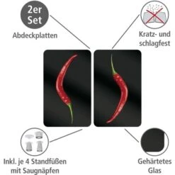 Wenko Herdabdeckplatten Universal Hot Peperoni 2er-Set Mehrfarbig -Geschäft Für Heimküche 580693 1068 02