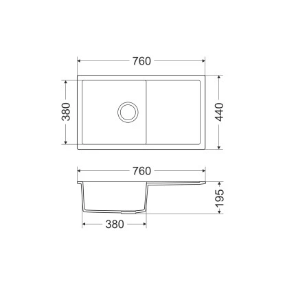 Miló Einbauspüle Granitverbundstoff Blissano 76 Grau 2 Miló Einbauspüle Granitverbundstoff Blissano 76 Grau – Bild 2