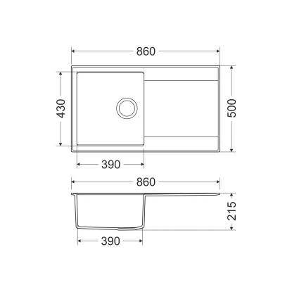 Miló Einbauspüle Granitverbundstoff Palladio 86 Schwarz 2 Miló Einbauspüle Granitverbundstoff Palladio 86 Schwarz – Bild 2