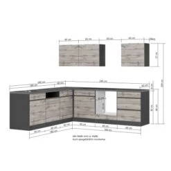 Held Möbel Winkelküche Turin 240 X 240 Cm Graphit-Wotaneiche Ohne E-Geräte -Geschäft Für Heimküche 63527 11016600 1112.6311 5