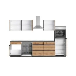 Held Möbel Küchenzeile Turin 300 Cm Wotaneiche-Graphit Mit E-Geräten -Geschäft Für Heimküche 64608 11016600 1119.6310 2