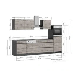 Held Möbel Küchenzeile Turin 300 Cm Graphit-Wotaneiche Mit E-Geräten -Geschäft Für Heimküche 64665 11016600 1120.6311 5