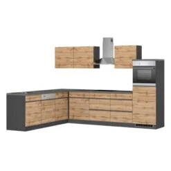 Held Möbel Winkelküche Turin 300 X 240 Cm Wotaneiche-Graphit Mit E-Geräten -Geschäft Für Heimküche 65233 11016600 1131.6310 1