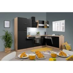 Respekta Winkelküche KBL280ESSS 280 Cm Schwarz-Eiche Sonoma Sägerau Nachbildung -Geschäft Für Heimküche 6862106 KBL280ESSS 01