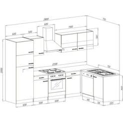 Respekta Winkelküche KBL280ESWSC 280 Cm Weiß-Eiche Sonoma Sägerau Nachbildung -Geschäft Für Heimküche 6862528 KBL280ESWSC 03