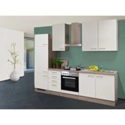 Flex-Well Exclusiv Küchenzeile Eico 270 Cm Magnolienweiß-Tennessee Eiche