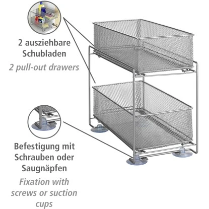 Wenko Schubladenregal 2 Etagen Metall Silber 9 Wenko Schubladenregal 2 Etagen Metall Silber – Bild 9