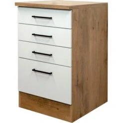 Flex-Well Exclusiv Schubkastenunterschrank Vintea 50 Cm Magnolie Matt-L. Oak