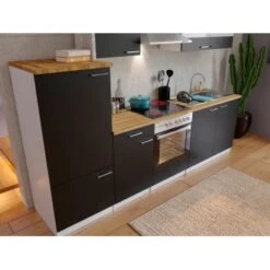 Respekta Küchenzeile KB270WSC 270 Cm Schwarz-Weiß -Geschäft Für Heimküche 7768 4384 neu KB270WSCG 03