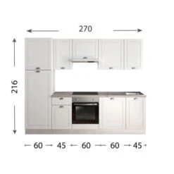 Marinelli Cucine Küchenzeile Anastasia 270 Cm Vormontiert Weiß Mat-Eiche Grau -Geschäft Für Heimküche 806812157952 2675 05