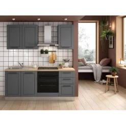 Marinelli Cucine Küchenzeile Liliane 195 Cm Anthrazit-Eiche Hell -Geschäft Für Heimküche 806891866394 2675 1