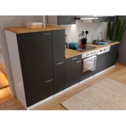 Respekta Küchenzeile KB310WSC 310 Cm Schwarz-Weiß -Geschäft Für Heimküche 8394 4384 neu KB310WSCG 03