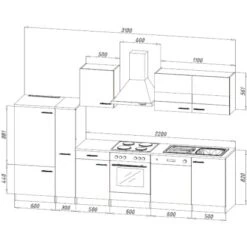 Respekta Küchenzeile KB310WSC 310 Cm Schwarz-Weiß -Geschäft Für Heimküche 8394 4384 neu KB310WSCG 04
