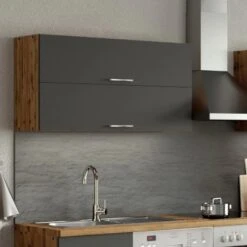 Held Möbel Klapphängeschrank Sorrento B110 X H57 X T34 Cm Anthrazit-Wotaneiche -Geschäft Für Heimküche 853750 11016600 6